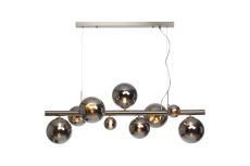 Monza Linear Pendant, 9 x G9, Satin Nickel, Chrome Plated Glass