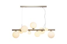 Monza Linear Pendant, 9 x G9, Satin Nickel, Opal Glass