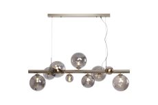 Monza Linear Pendant, 9 x G9, Satin Nickel, Smoke Plated Glass