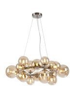 Monza 70cm Circular Pendant, 16 x G9, Satin Nickel, Amber Plated Glass