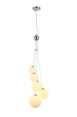 Monza 27cm Pendant, 5 x G9, Satin Nickel, Opal Glass