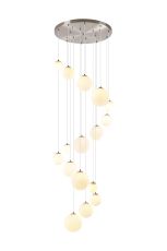 Monza 60cm Pendant, 16 x G9, Satin Nickel, Opal Glass