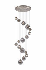 Monza 60cm Pendant, 16 x G9, Satin Nickel, Smoke Plated Glass