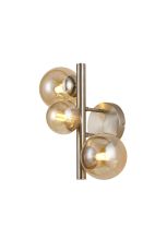 Monza Wall Lamp, 3 x G9, Satin Nickel, Amber Plated Glass