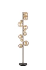 Monza Floor Lamp, 11 x G9, Satin Nickel, Amber Plated Glass