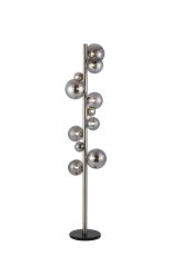 Monza Floor Lamp, 11 x G9, Satin Nickel, Smoke Plated Glass