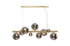 Monza Linear Pendant, 9 x G9, Satin Gold, Chrome Plated Glass