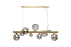 Monza Linear Pendant, 9 x G9, Satin Gold, Smoke Plated Glass