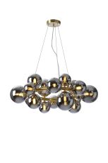Monza 70cm Circular Pendant, 16 x G9, Satin Gold, Chrome Plated Glass