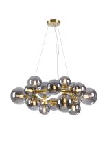 Monza 70cm Circular Pendant, 16 x G9, Satin Gold, Smoke Plated Glass