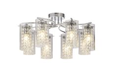Sorriso 56cm Semi Flush Light, 8 x E14, Polished Chrome / Crystal / Glass