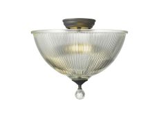 Amara 2 Light Semi Flush Ceiling E27 With Dome 38cm Glass Shade Graphite/Clear