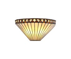 Te Tiffany Wall Lamp, 2 x E14, Amber/Cream/Crystal