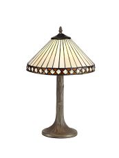 Te 1 Light Tree Like Table Lamp E27 With 30cm Tiffany Shade, Amber/Cream/Crystal/Aged Antique Brass