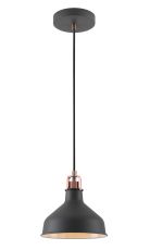 Tourish 19cm Small Pendant, 1 x E27, Graphite/Copper/White