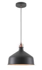 Tourish 30cm Medium Pendant, 1 x E27, Graphite/Copper/White