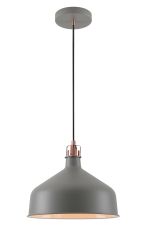 Tourish Medium Pendant, 1 x E27, Sand Grey/Copper/White