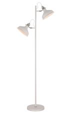 Tourish Floor Lamp, 2 x E27, Sand White/Satin Nickel/White