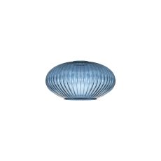 Urasawa 20cm Oval Sphere Ribbed Glass (G), Petrol Blue