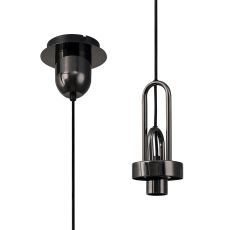 Urasawa 14cm 1 Light Pendant, (FRAME ONLY), 1 x E27, Black Chrome/Matt Black