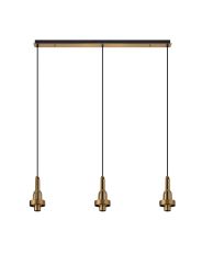 Urasawa Linear 3 Light Pendant, (FRAME ONLY), 3 x E27, Brass Gold/Matt Black