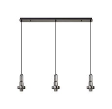 Urasawa Linear 3 Light Pendant, (FRAME ONLY), 3 x E27, Black Chrome/Matt Black