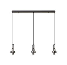 Urasawa Linear Suspension Kit, (FRAME ONLY), 3 x E27, Black Chrome/Matt Black