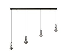 Urasawa Linear 4 Light Pendant, (FRAME ONLY), 4 x E27, Black Chrome/Matt Black