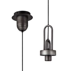 Urasawa 14cm 1 Light Pendant, (FRAME ONLY), 1 x E27, Aged Pewter/Matt Black
