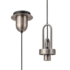 Urasawa 14cm 1 Light Pendant, (FRAME ONLY), 1 x E27, Antique Silver/Matt Black