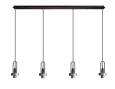 Urasawa Linear 4 Light Pendant, (FRAME ONLY), 4 x E27, Aged Pewter/Matt Black