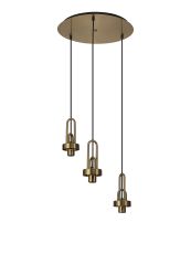 Urasawa 45cm 2m Round 3 Light Pendant, (FRAME ONLY), 3 x E27, Brass Gold / Matt Black