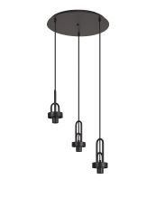 Urasawa 45cm 2m Round 3 Light Pendant, (FRAME ONLY), 3 x E27, Matt Black