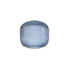 Urasawa 20cm Pumpkin Shaped Ribbed Glass (C), Petrol Blue