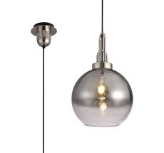 Urasawa 1 Light Pendant E27 With 30cm Globe Glass, Polished Nickel/Matt Black/Smoked/Clear