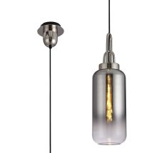 Urasawa 1 Light Pendant E27 With 16cm Cylinder Glass, Polished Nickel/Matt Black/Smoked/Clear