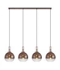 Urasawa Linear 4 Light Pendant E27 With 30cm Globe Glass, Copper/Clear Copper/Matt Black