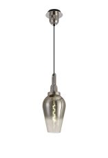 Urasawa 1 Light Pendant E27 With 23cm Pear Glass, Polished Nickel/Matt Black/Smoked/Clear