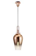 Urasawa 1 Light Pendant E27 With 23cm Pear Glass, Copper/Matt Black/Clear