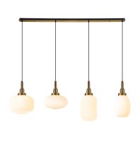 Urasawa Linear Pendant 4 Light E27 With Various Glasses, Brass Gold / Opal / Matt Black