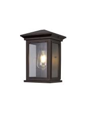 Violetta Flush Wall Lamp, 1 x E27, IP54, Antique Bronze/Clear Seeded Glass, 2yrs Warranty