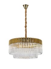 Vita 80cm Pendant Round 12 Light E14, Brass/Clear Sculpted Glass, Item Weight: 25.4kg