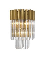 Vita 27.5 x H41cm Wall 3 Light E14, Brass/Clear Sculpted Glass