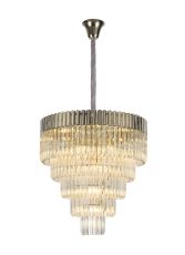 Brewer 80cm Pendant Round 5 Tier 19 Light E14, Polished Nickel/Clear Sculpted Glass, Item Weight: 30.2kg
