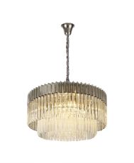 Vita 80cm Pendant Round 12 Light E14, Polished Nickel/Clear Sculpted Glass, Item Weight: 25.4kg