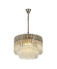 Vita 60cm Pendant Round 8 Light E14, Polished Nickel/Clear Sculpted Glass Item Weight: 18kg