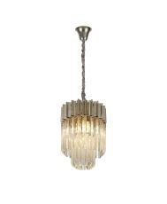 Vita 30cm Pendant Round 4 Light E14, Polished Nickel/Clear Sculpted Glass