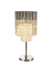 Vita 30 x H65cm Table Lamp 3 Light E14, Polished Nickel/Clear Sculpted Glass