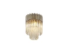 Vita 30cm Flush Ceiling Round 3 Light E14, Polished Nickel/Clear Sculpted Glass