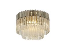 Vita 60cm Ceiling Round 7 Light E14, Polished Nickel/Clear Sculpted Glass,Item Weight: 15kg